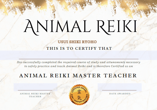 Animal Reiki Certificate Template